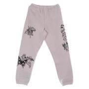 Lilla Fleece Sweatpants med Broderier