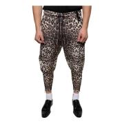 Leopard Print Jogger Bukser med Snørelukning