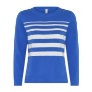 Sporty Stribet O-Neck Pullover Bluse Marlin