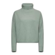 Jade Green Ribbed Turtleneck Sweater