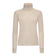 Beige Uld Cashmere Turtleneck Sweater