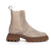 Beige Ruskind Chelsea Boot med Elastik