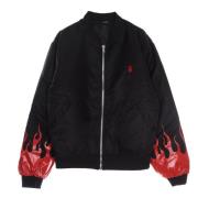 Sort/Rød Flames Bomber Jakke