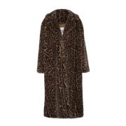 Leopard Faux Fur Coat Jakke