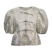 Metallic Peplum Bluse