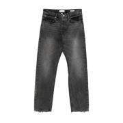 Gunmetal Grey Straight Leg Denim Jeans