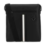 Stilfuld Sort Læder Crossbody Taske