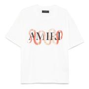 Hvid Crew Neck T-shirt Front Print