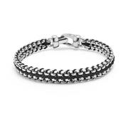 Men's Black Woven 8mm Box Chain Bracelet in Silver