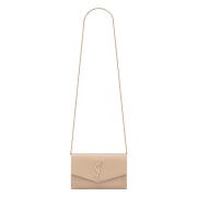 Elegant Beige Læder Clutch Taske