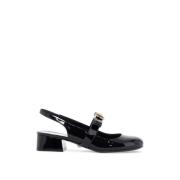 Laklæder bånd slingback pumps