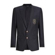 Midnat Blå Logo Patch Blazer