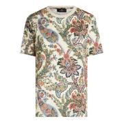 Blomstret Paisley Print Bomuld T-shirt