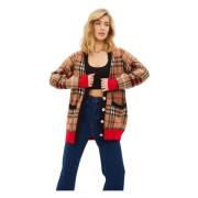 Oversized Plaid Strik Cardigan