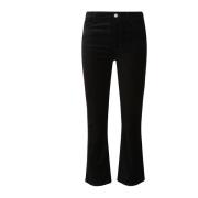 Sort Velvet Stretch Jeans med Læder Patch