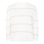 Stribet linnedblanding boxy fit top