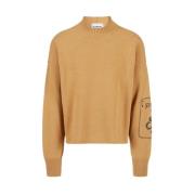 Sweater med rund hals og broderet logo