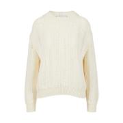 Crew-neck sweater in mouliné nylon wool