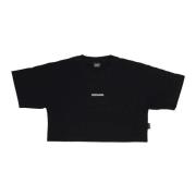 Sort Crop Top Tee med Logo