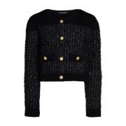 CARDIGAN BOUCLE SORT MED GYLDNE KNAPPER