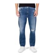 Blå Tapered Bomuld Bland Jeans