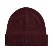 Burgundy Signature Pony Wool Beanie Hat