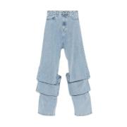 Lys Blå Denim Wide Leg Jeans