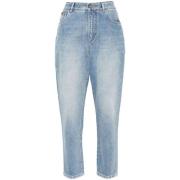 Indigo Blue Denim Logo Patch Jeans