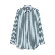 Mørkegrøn Button-Up Skjorte med Box-Pleat Detalje