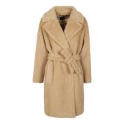 Beige Shearling Uldfrakke