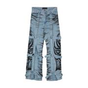 Blå Denim Vinger Print Jeans