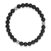 6mm Lava Stone Bracelet with Silver Balls