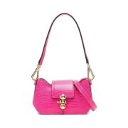 Hot Pink Croc Embossed Læder Taske