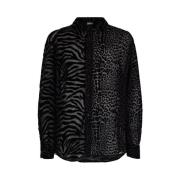 Zebra Leopard Print Button-Down Skjorte