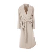 Beige Uld Wrap Frakke