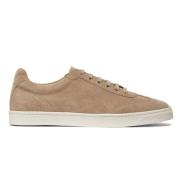 Beige Læder Almond Toe Sneakers