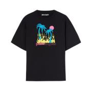 Sort Grafisk Print Crew Neck T-shirt