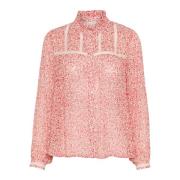 Feminin Bluse med Høj Hals