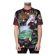 Multifarvet Grafisk Print Bomuld T-shirt