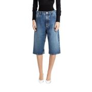 Blå Denim Bermuda Shorts med Mesh