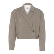 Asymmetrisk Knap Blazer Valnød Melange