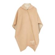 Uld Cashmere Poncho med Læderdetaljer