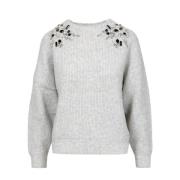 Lys Grå Uldstrikket Sweater