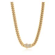 Men's Chunky Cuban Chain With Lock in Gold with CZ Stones