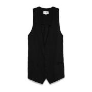 Sort Uld Dyb-Hals Vest