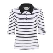 Stribet Polo T-shirt Hvid/Sort