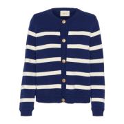 Stribet Strik Cardigan Ocean Cavern Eggnog