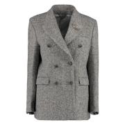 Strikket dobbeltradet blazer