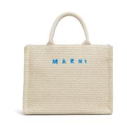 Beige Logo Shopping Taske