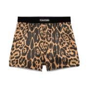 Leopard Satin Boxers Brun Undertøj